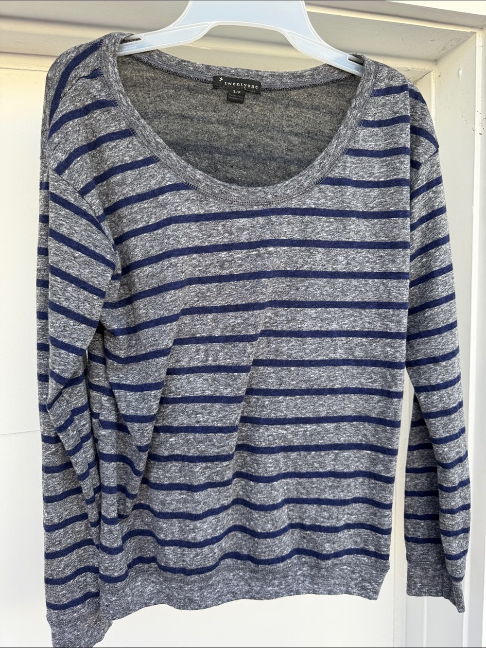Striped Crewneck Sweater - Gray & Navy